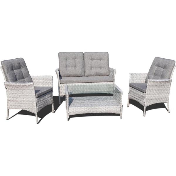 Lifestyle Living Atessa 4 Seater Grey Rattan Patio Conversation Set - Choice Stores