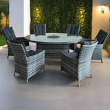 Lifestyle Living Belmont 6 Seater Grey Rattan Oval Dining Set - Choice Stores