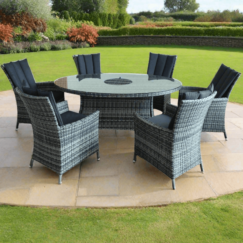 Lifestyle Living Belmont 6 Seater Grey Rattan Oval Dining Set - Choice Stores