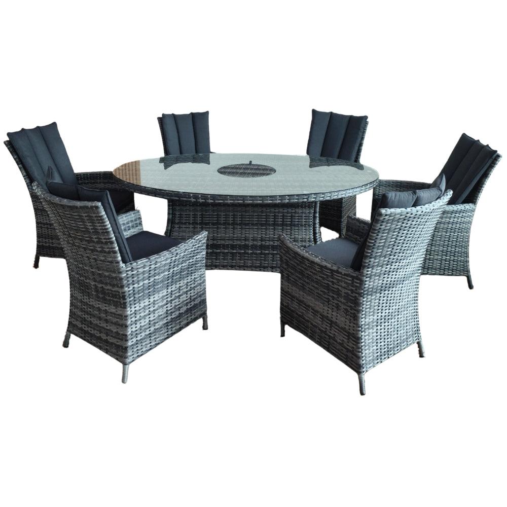 Lifestyle Living Belmont 6 Seater Grey Rattan Oval Dining Set - Choice Stores