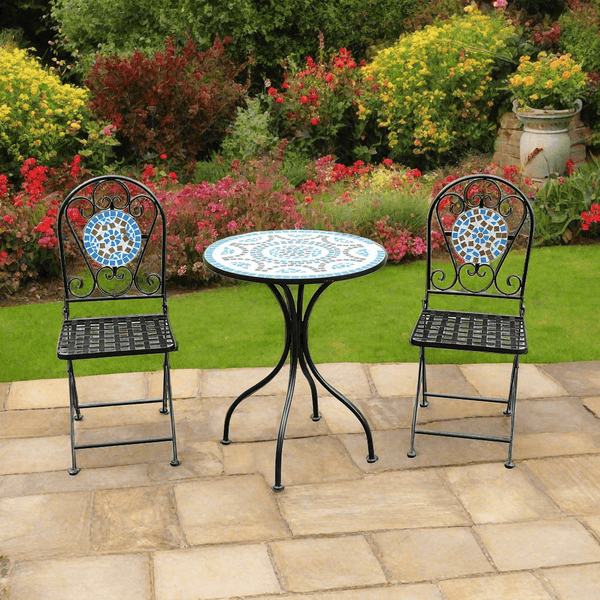 Lifestyle Living Blue & Brown Mosaic Bistro Set | 3 Piece Set - Choice Stores