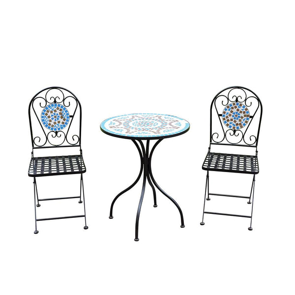 Lifestyle Living Blue & Brown Mosaic Bistro Set | 3 Piece Set - Choice Stores