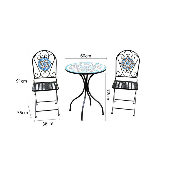 Lifestyle Living Blue & Brown Mosaic Bistro Set | 3 Piece Set - Choice Stores