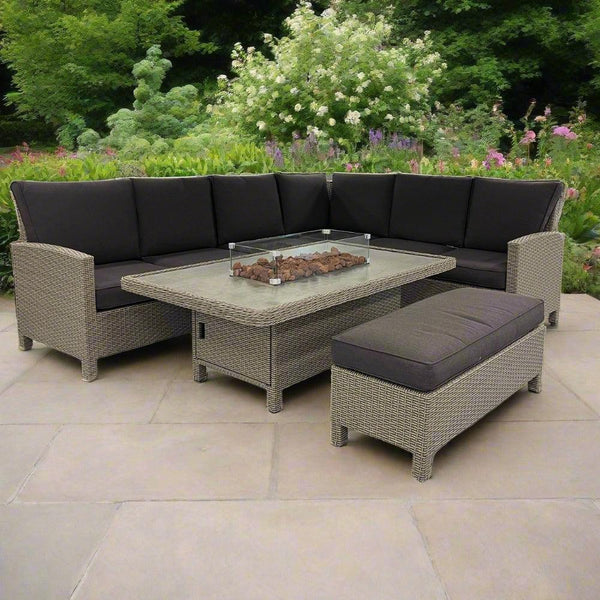 Lifestyle Living Glossa 6 Seater Grey Rattan Firepit Sofa Set - Choice Stores