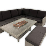 Lifestyle Living Glossa 6 Seater Grey Rattan Firepit Sofa Set - Choice Stores