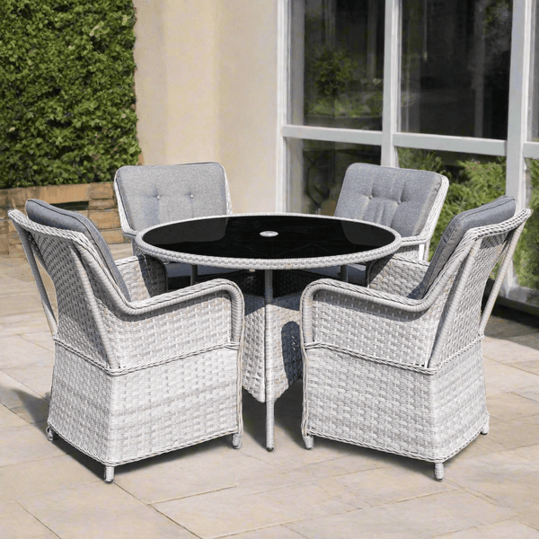 Lifestyle Living Luxar 4 Seater Grey Rattan Patio Dining Furniture Set - Choice Stores