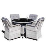 Lifestyle Living Luxar 4 Seater Grey Rattan Patio Dining Furniture Set - Choice Stores