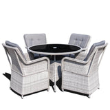 Lifestyle Living Luxar 4 Seater Grey Rattan Patio Dining Furniture Set - Choice Stores