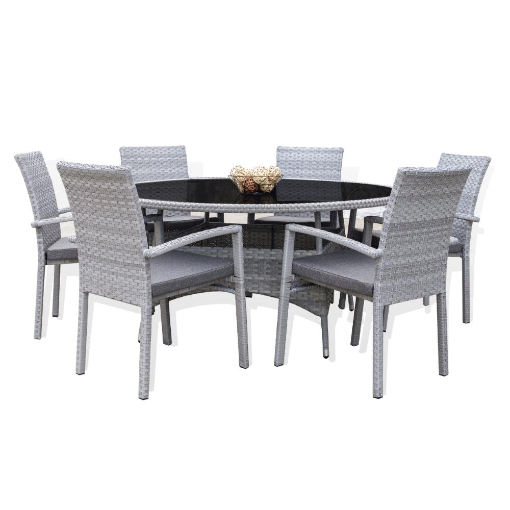 Lifestyle Living Verona 6 Seater Grey Rattan Dining Furniture Set - Choice Stores