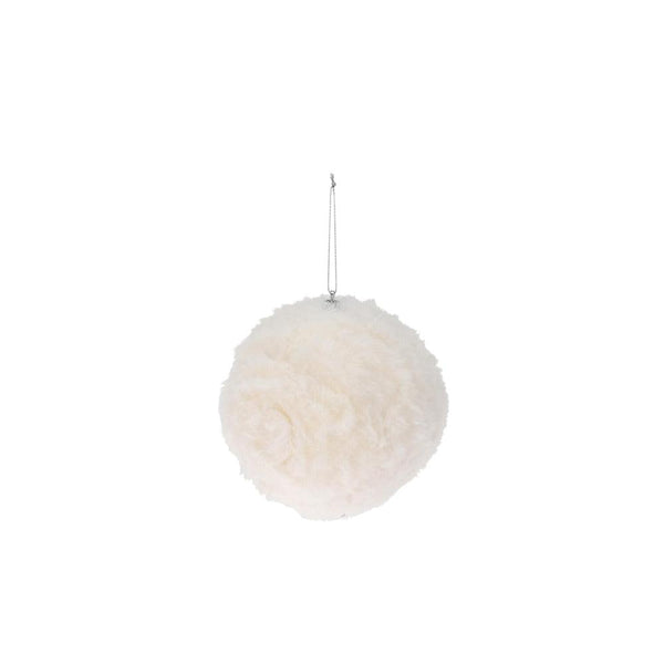 Luxurious White Fur Christmas Bauble | 12cm - Choice Stores