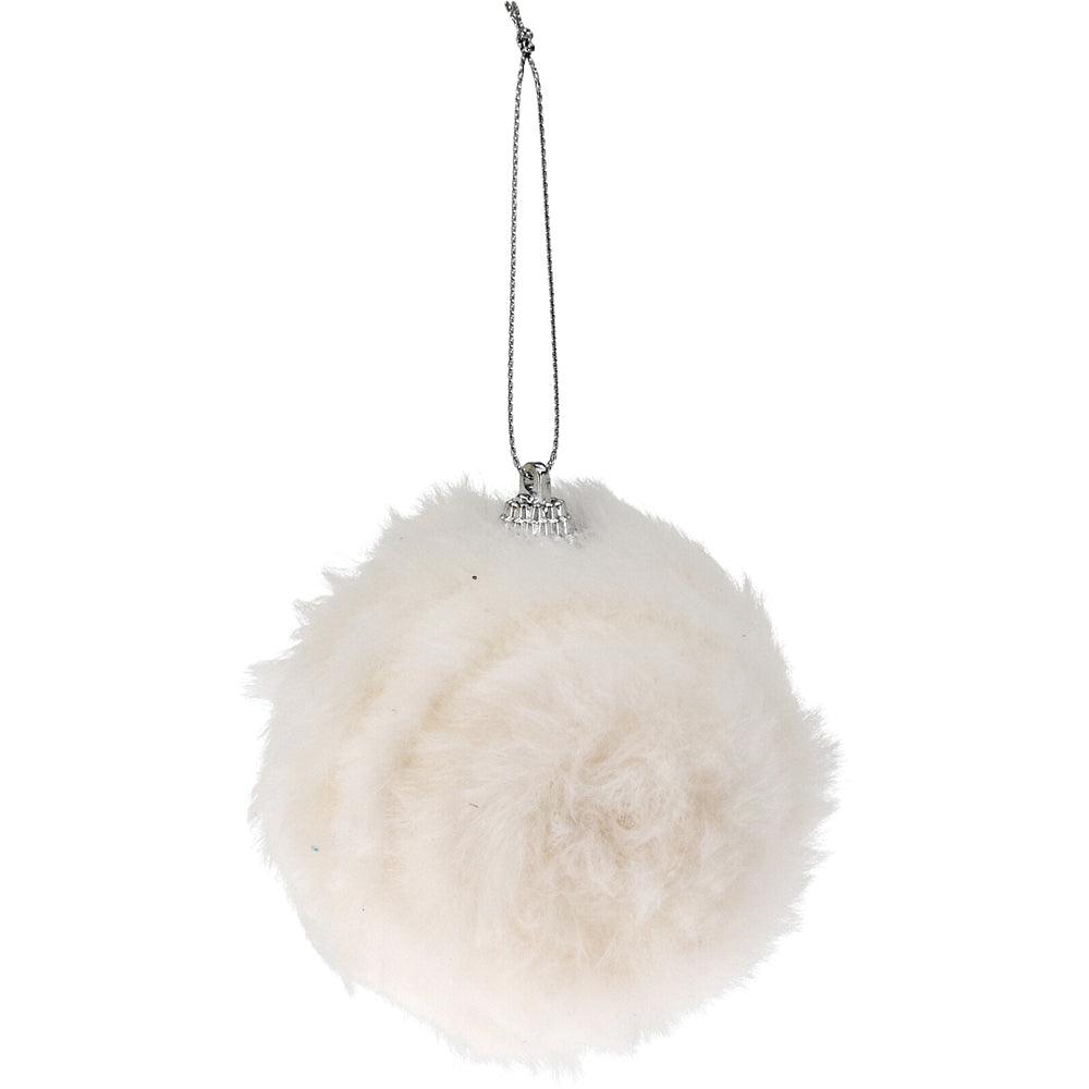 Luxurious White Fur Christmas Bauble | 8cm - Choice Stores