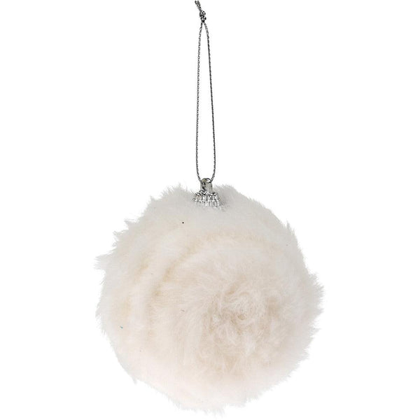 Luxurious White Fur Christmas Bauble | 8cm - Choice Stores