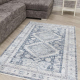 Modena Giza Blue Cream Rug | Modern Distressed Design - Choice Stores