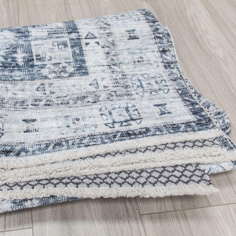 Modena Giza Blue Cream Rug | Modern Distressed Design - Choice Stores