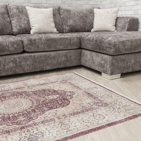 Modena Shiraz Red Cream Rug | Modern Distressed Design - Choice Stores