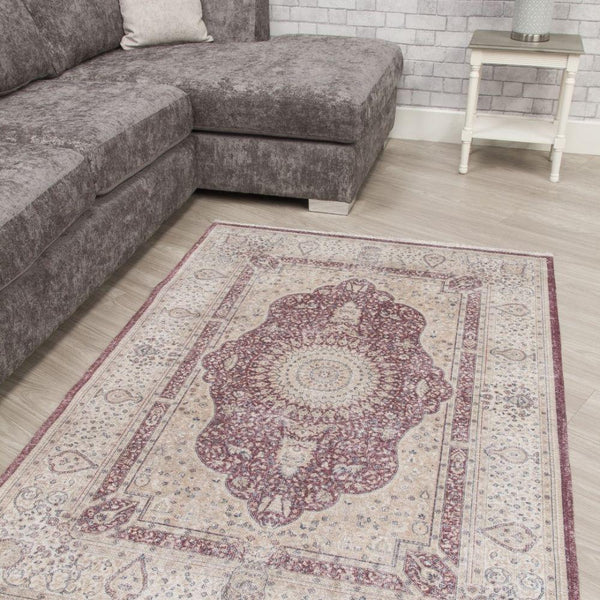 Modena Shiraz Red Cream Rug | Modern Distressed Design - Choice Stores