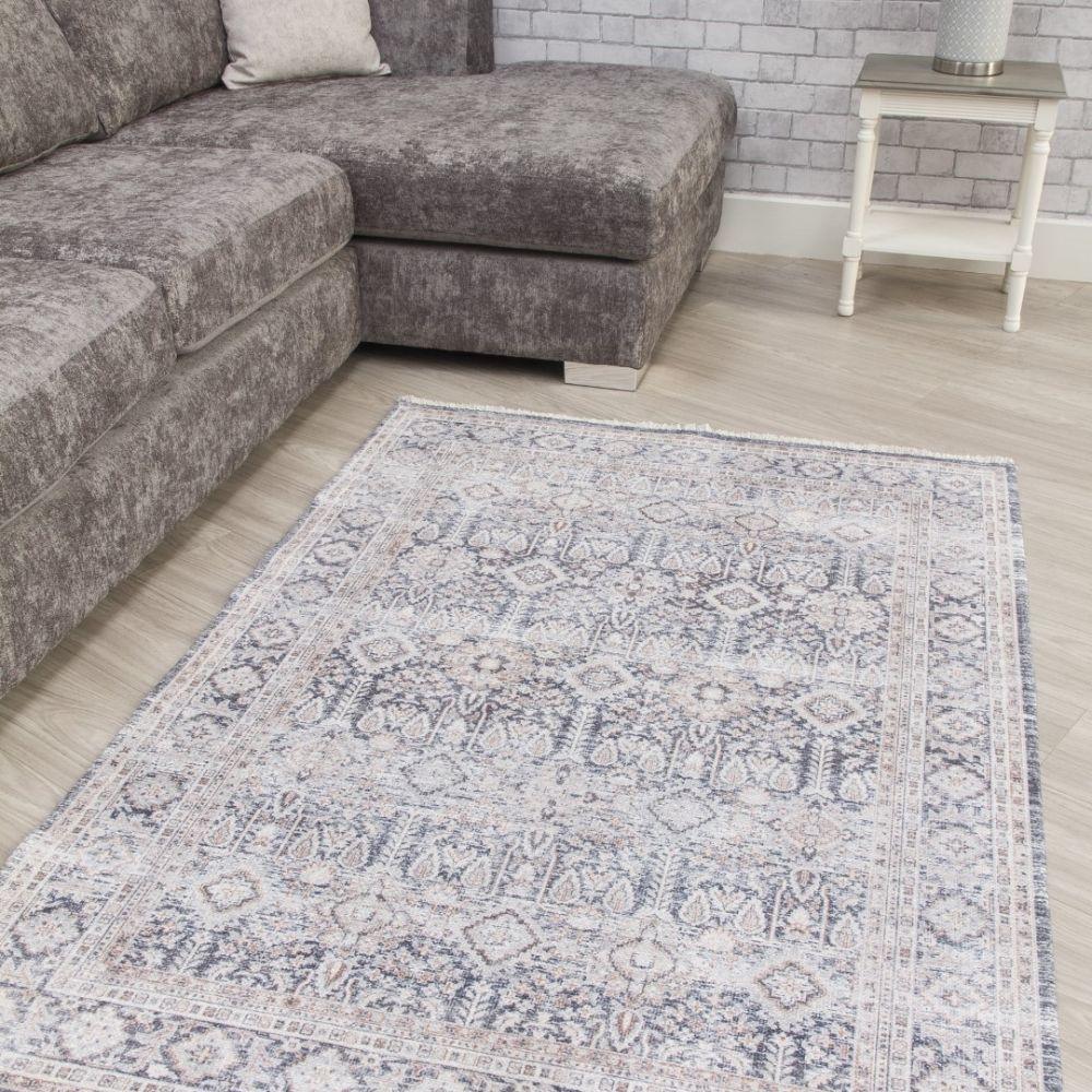 Modena Treviso Grey Cream Rug | Modern Distressed Design - Choice Stores