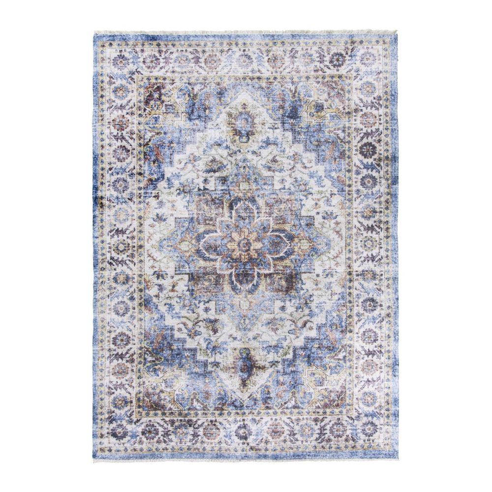 Modena Vita Blue Cream Rug | Modern Distressed Design - Choice Stores