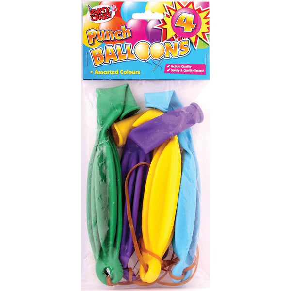 Party Crazy Punch Balloons With Elastic Band Holder | Pack of 4 - Choice Stores