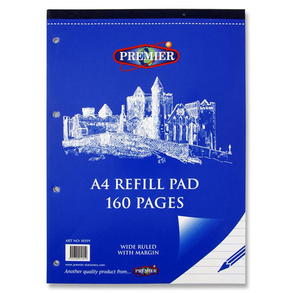 Premier Stationery A4 Refill Pad with Ruled Margin & Top Opening | 160 Page - Choice Stores