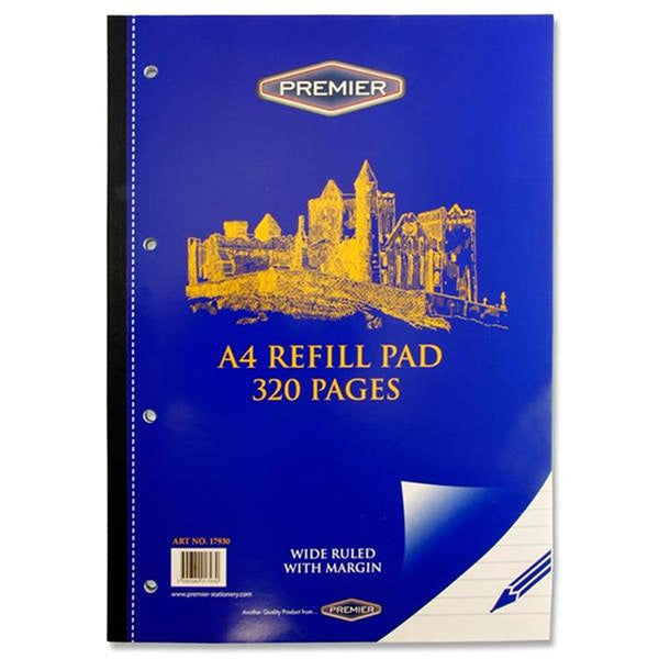 Premier Stationery A4 Refill Pad with Ruled Margin | 320 Page - Choice Stores