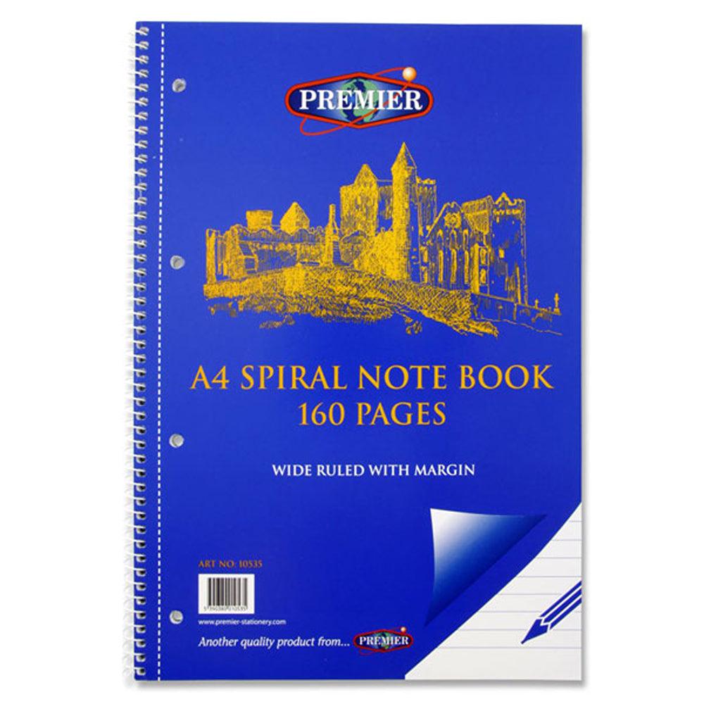 Premier Stationery A4 Spiral Notebook with Wide Ruled Margin | 160 Page - Choice Stores