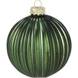 Premium Green & Glitter Ribbed Christmas Bauble Set | Pack of 6 - Choice Stores