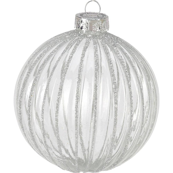 Premium Silver & Glitter Ribbed Christmas Bauble Set | Pack of 6 - Choice Stores