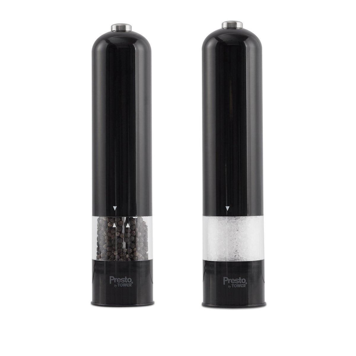 Tower Electric Salt and Pepper Set, Stainless Steel, Black and Rose Gold