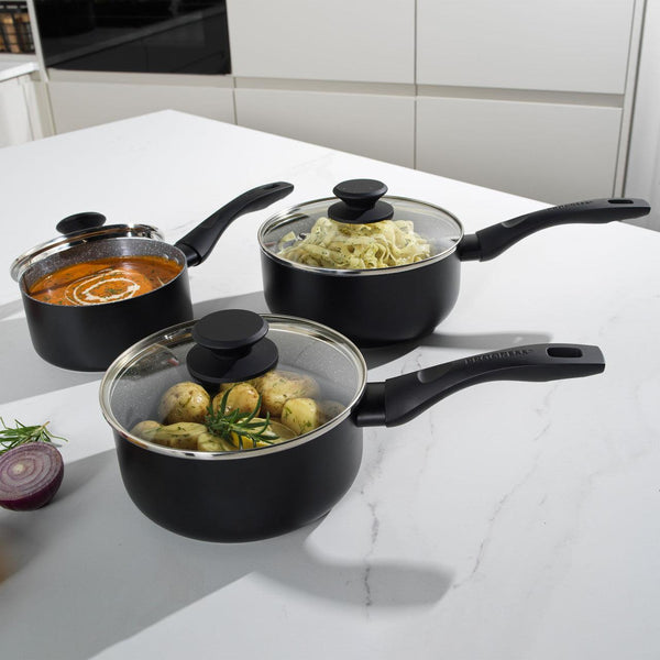 Progress Marble Ceramic Non Stick Saucepan with Lid | 20cm - Choice Stores