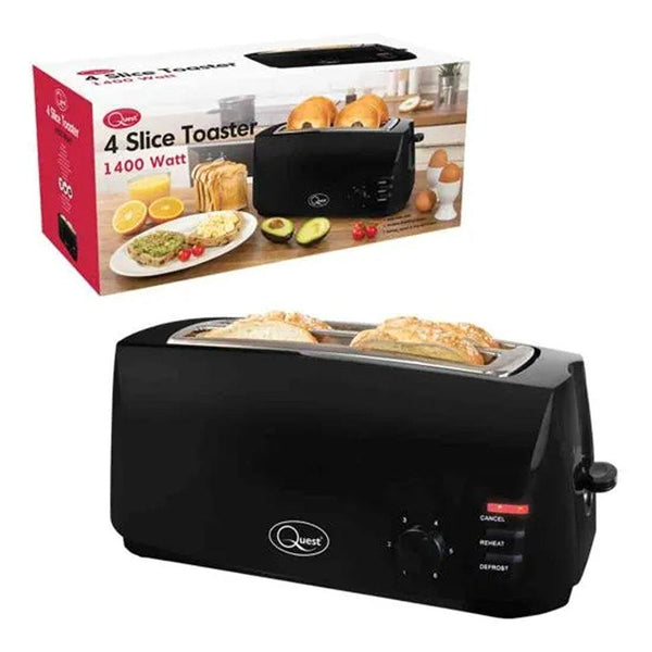 Quest Black 4 Slice Toaster | 14000W - Choice Stores