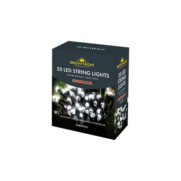 Rowan Bright Night 50 Bright White LED Battery Powered String Lights | 5m - Choice Stores