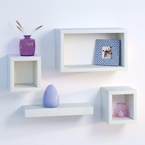 Set of 4 Wooden Modern Floating Shelves | Easy to Fit - Choice Stores