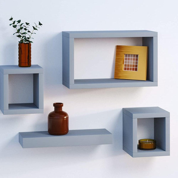 Set of 4 Wooden Modern Floating Shelves | Easy to Fit - Choice Stores