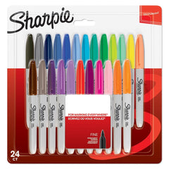 Sharpie Permanent Markers Fine Point Assorted Colours 24pk