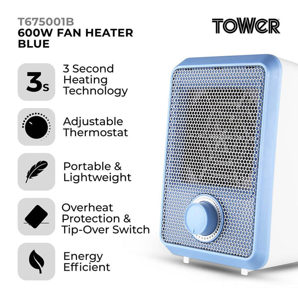 Tower Fan Heater | Assorted Colours | 600W - Choice Stores