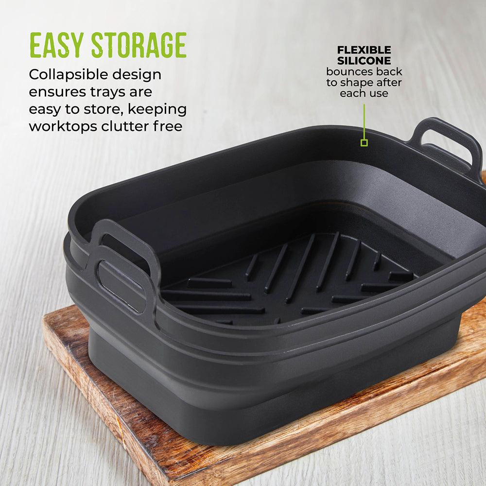 Tower Rectagular Foldable Silicone Air Fryer Trays | 1.3L | Pack of 2 - Choice Stores