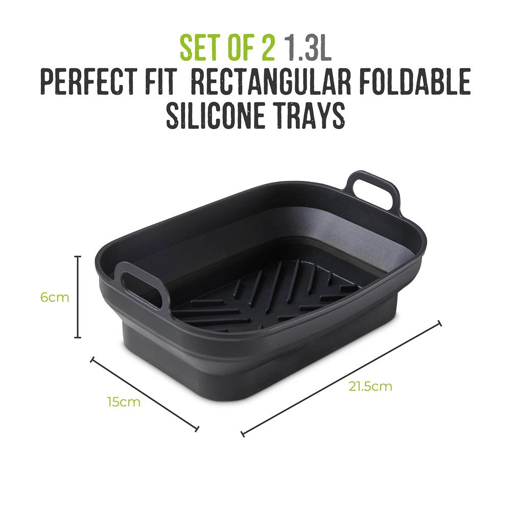 Tower Rectagular Foldable Silicone Air Fryer Trays | 1.3L | Pack of 2 - Choice Stores