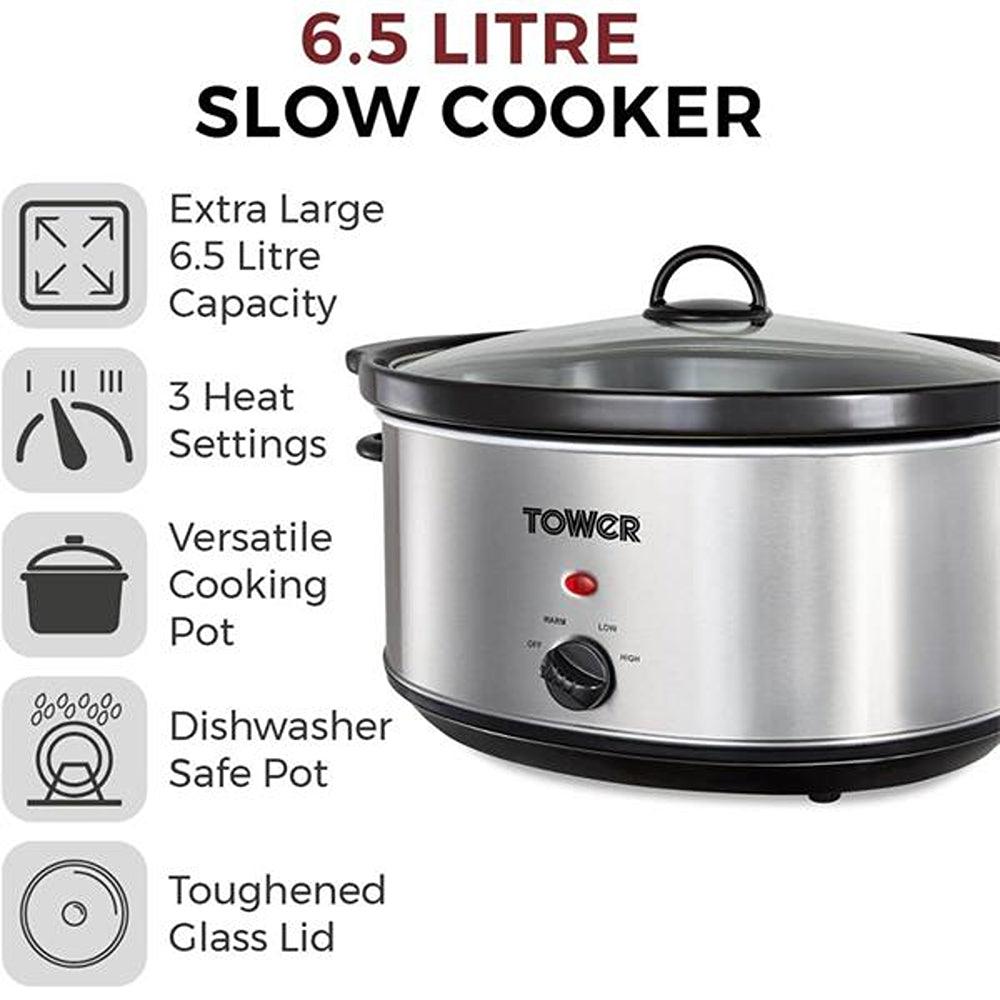 Tower Stainless Steel Slow Cooker | 6.5L - Choice Stores