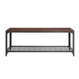 Walker Edison Industrial Angle Iron Dark Walnut Entry Bench | 48in - Choice Stores