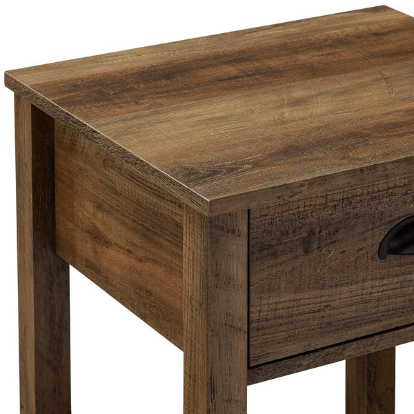 Walker EdisonOne Drawer Side Table Rustic Oak | 18in - Choice Stores