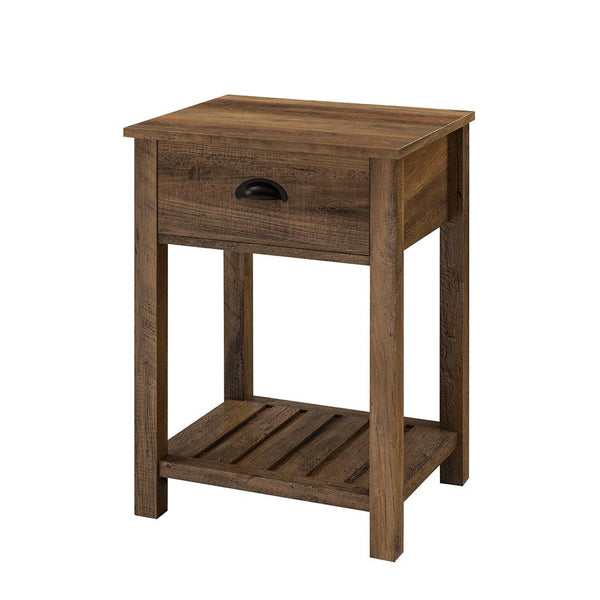 Walker EdisonOne Drawer Side Table Rustic Oak | 18in - Choice Stores