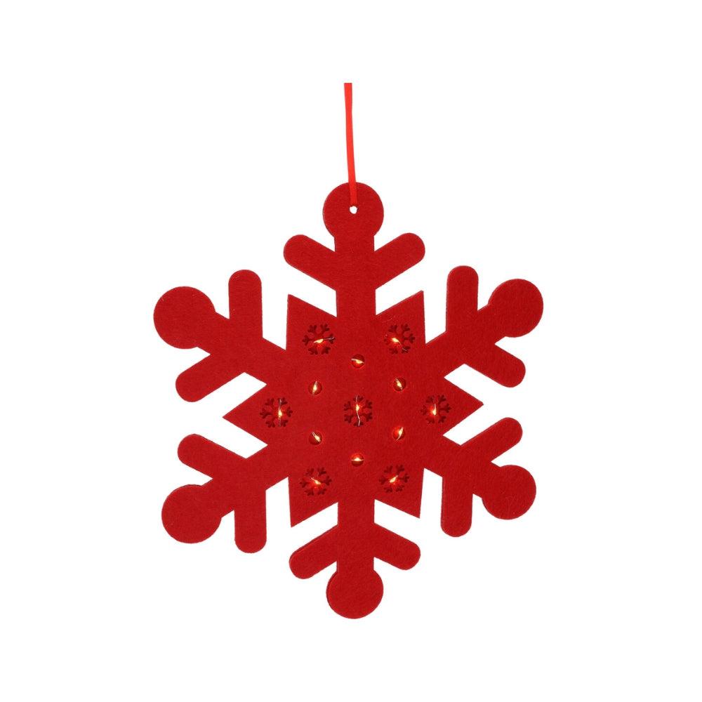 Warm White LED Battery Operated Hanging Snowflake Felt Decoration | 35cm - Choice Stores