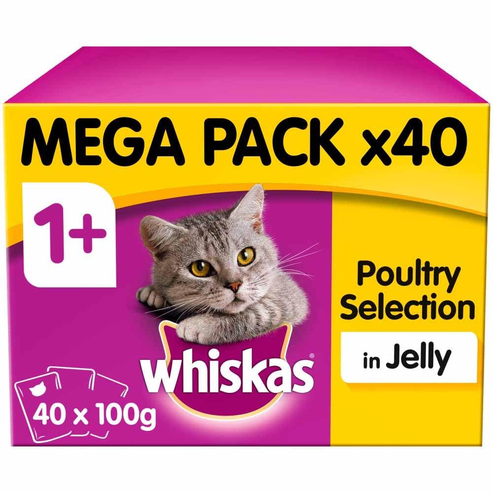 Whiskas Poultry Feasts in Jelly 1 Adult Wet Cat Food Pouches 40