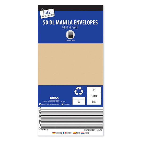 DL Manilla Envelopes Peel and Seal | Pack of 50 - Choice Stores